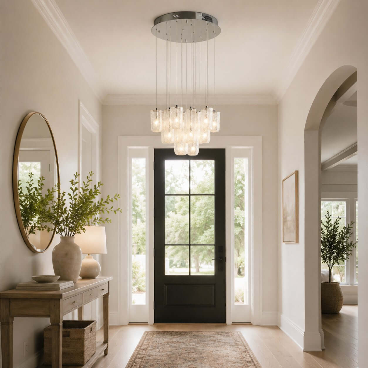 Antizer Modern Suspended Textured Glass Chandelier