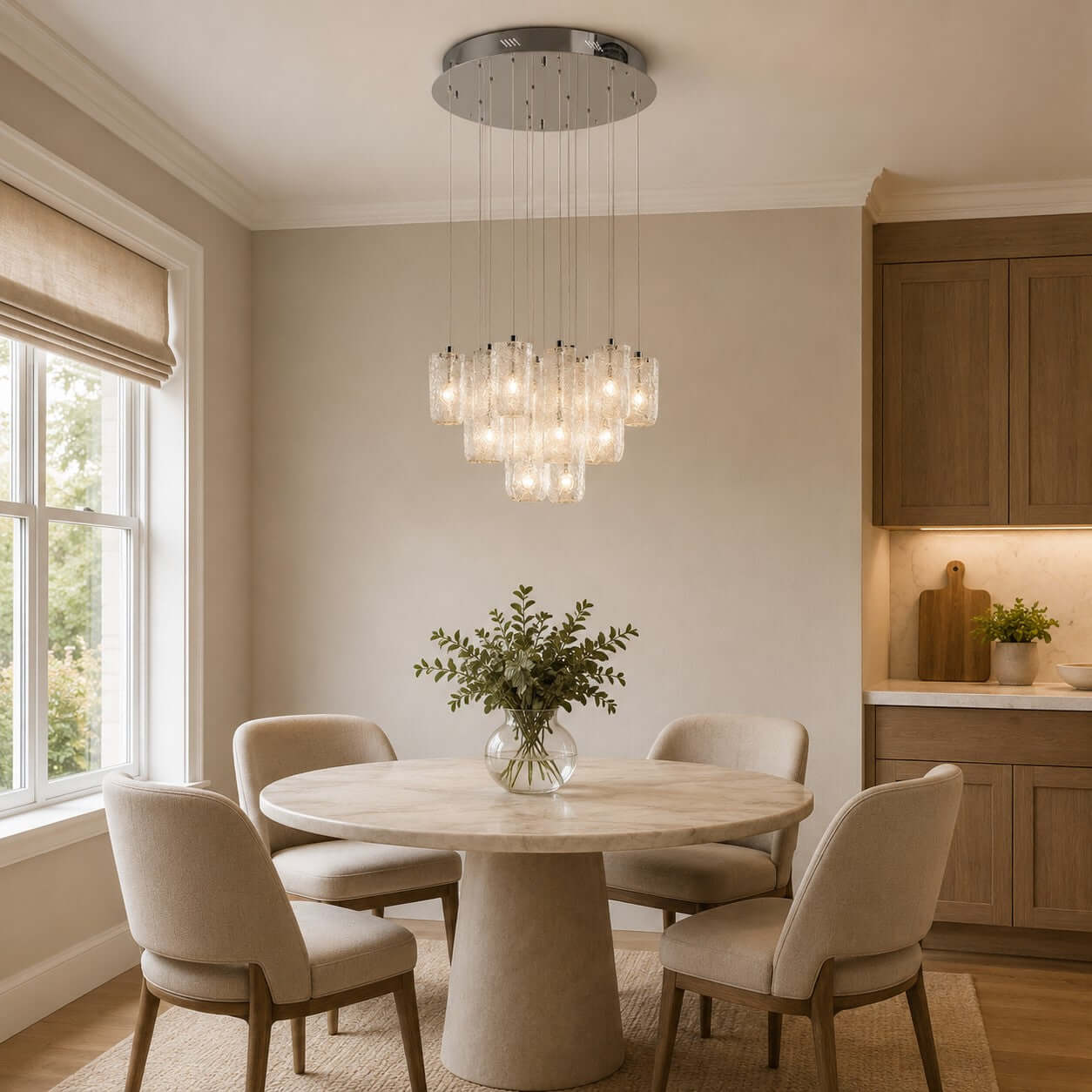 Antizer Modern Suspended Textured Glass Chandelier