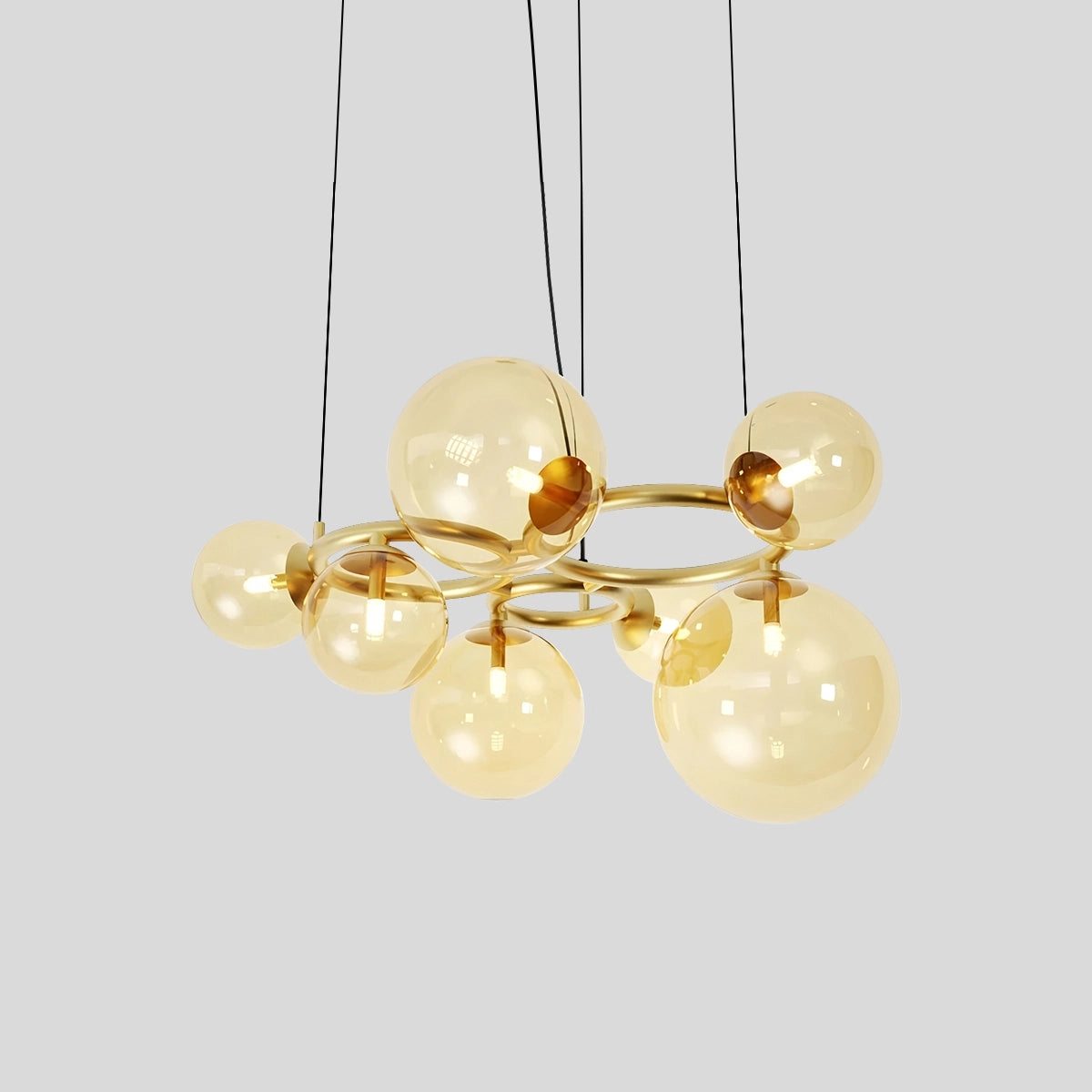Antizer Luxurious Single-Tone Glass Spheres Chandelier Amber 7 Heads