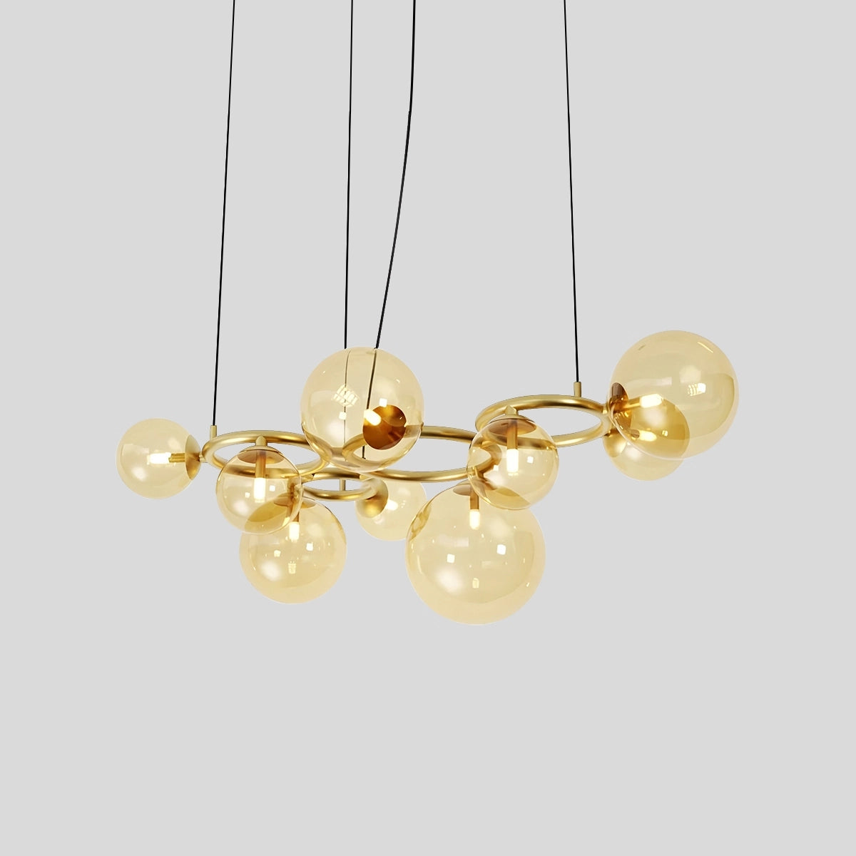 Antizer Luxurious Single-Tone Glass Spheres Chandelier Amber 9 Heads