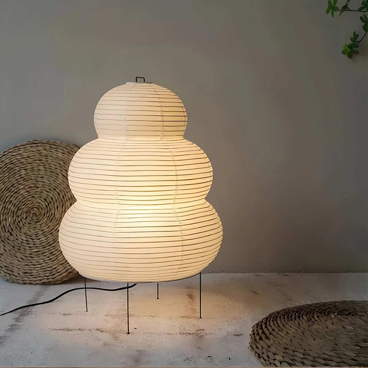 Antizer Rice Paper Art Floor & Table Lamp Snowman Style Warm Light