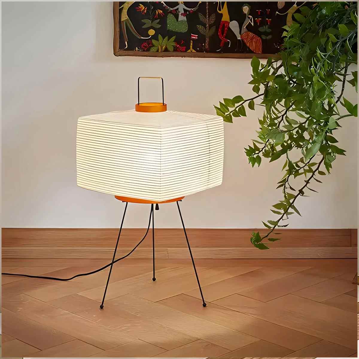 Antizer Rice Paper Art Floor & Table Lamp Square Style Warm Light