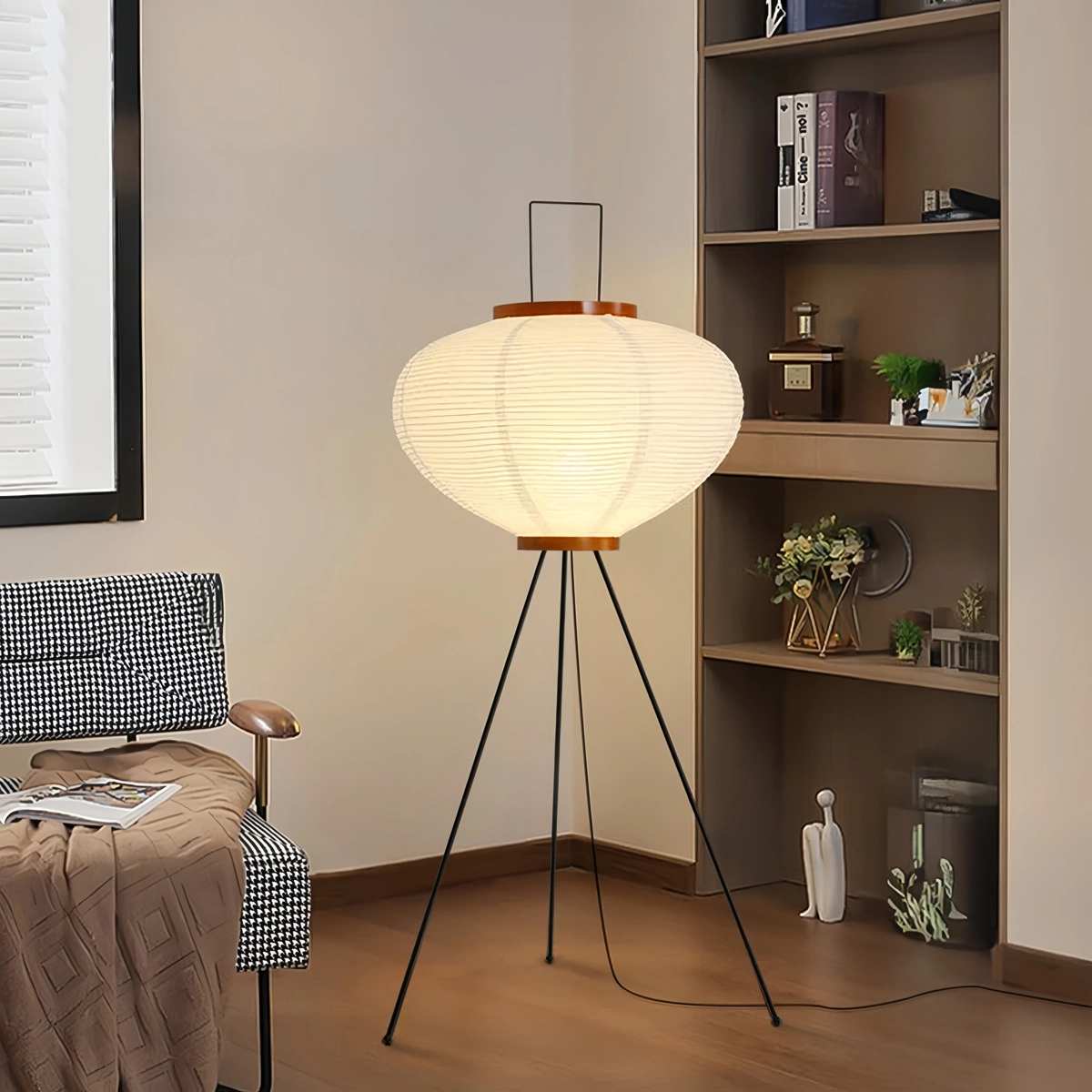 Antizer Rice Paper Art Floor & Table Lamp Round Style Warm Light