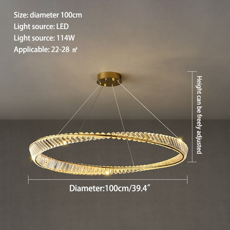 Antizer Modern Luxury Metal Glass Ring Chandelier