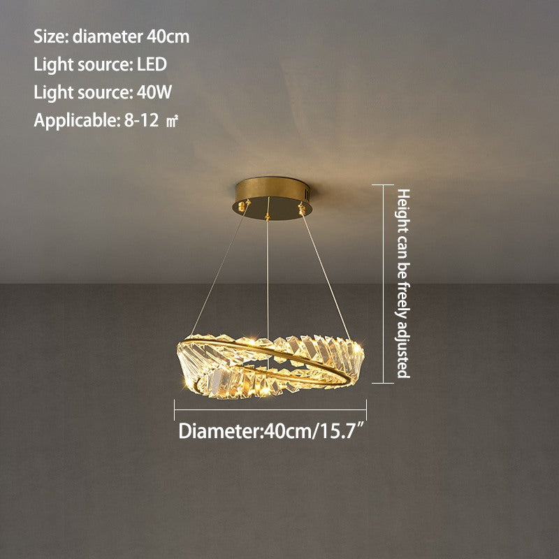 Antizer Modern Luxury Metal Glass Ring Chandelier