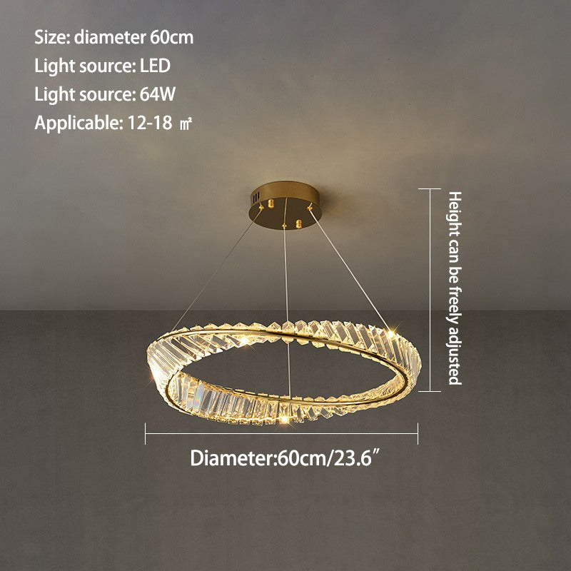 Antizer Modern Luxury Metal Glass Ring Chandelier