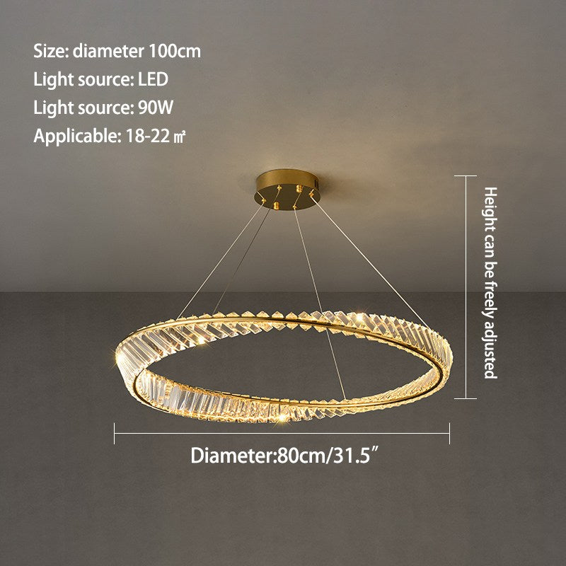 Antizer Modern Luxury Metal Glass Ring Chandelier