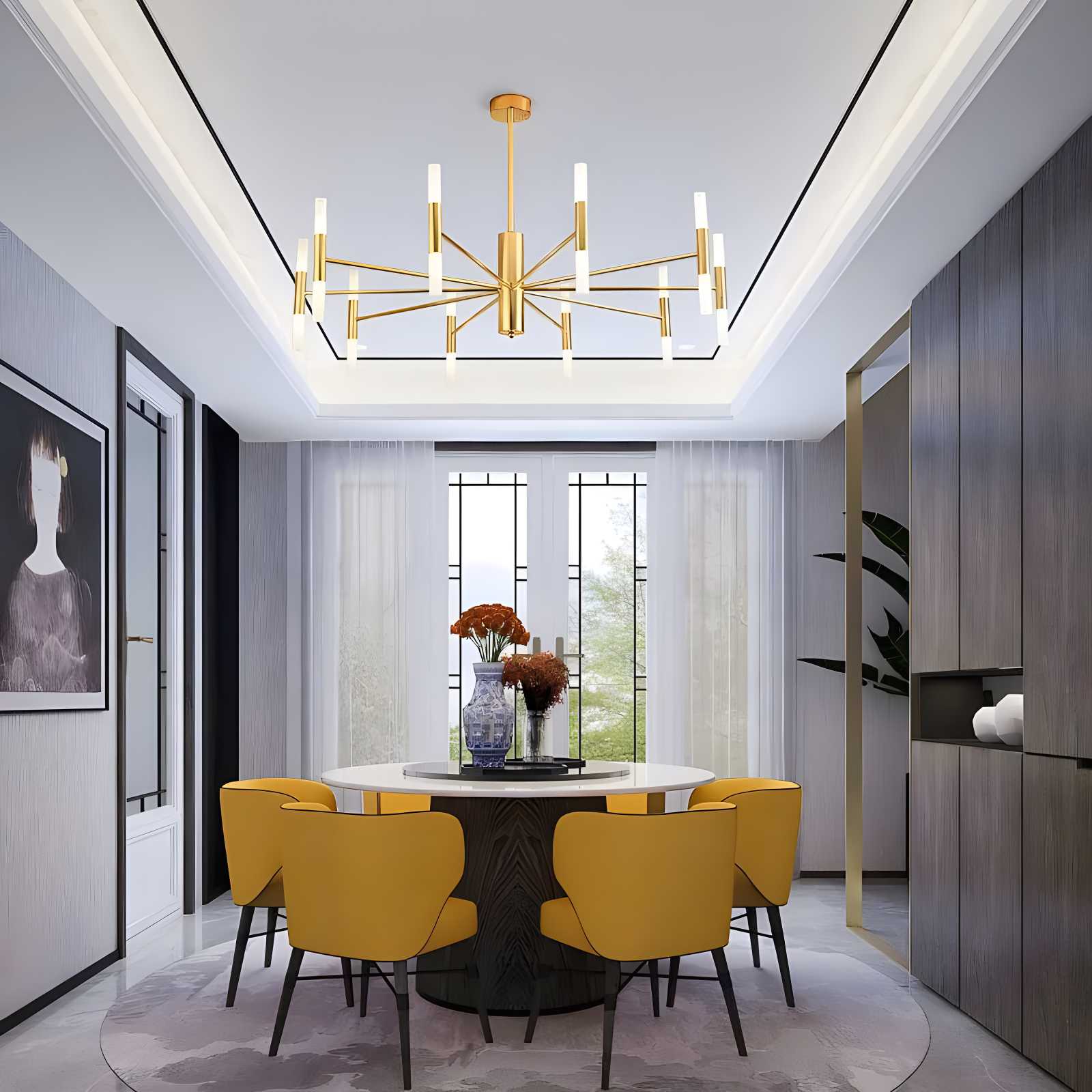Antizer Adjustable Round Tube Chandelier