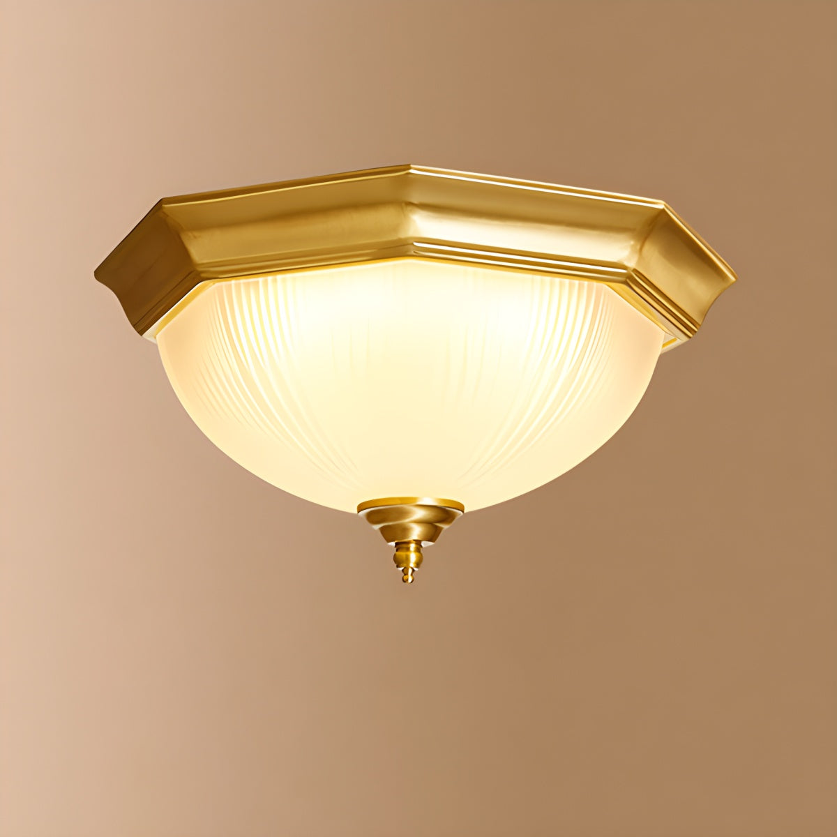 Antizer European Style Copper Glass Ceiling Lamp-D Style B Warm Light