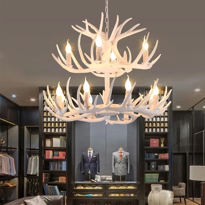 Antizer Antler Shape Resin Chandelier for Living Room