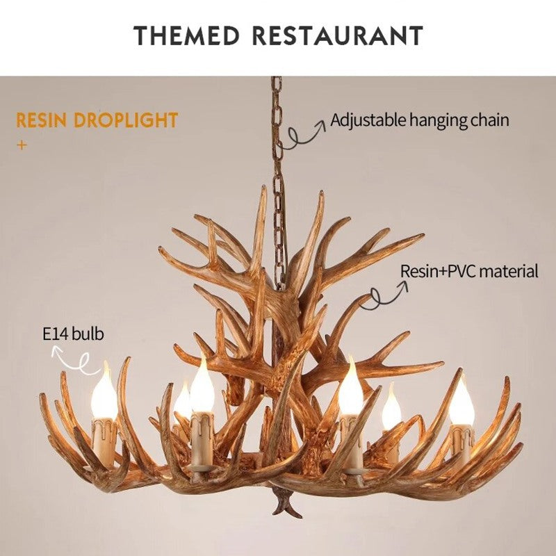 Antizer Antler Shape Resin Chandelier for Living Room