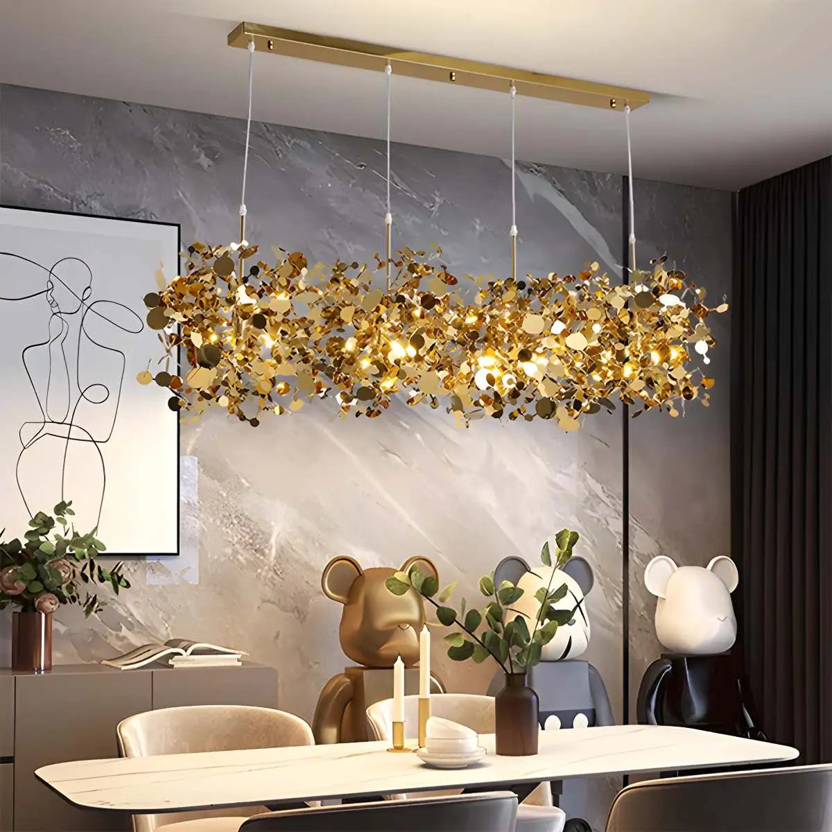 Antizer Argent/Gold Cloud Multi Pendant Chandelier Gold Quadruple