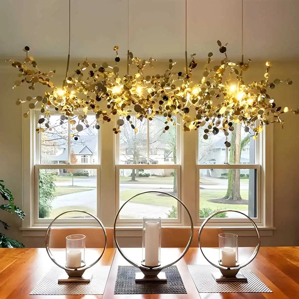Antizer Argent/Gold Cloud Multi Pendant Chandelier Gold Triple