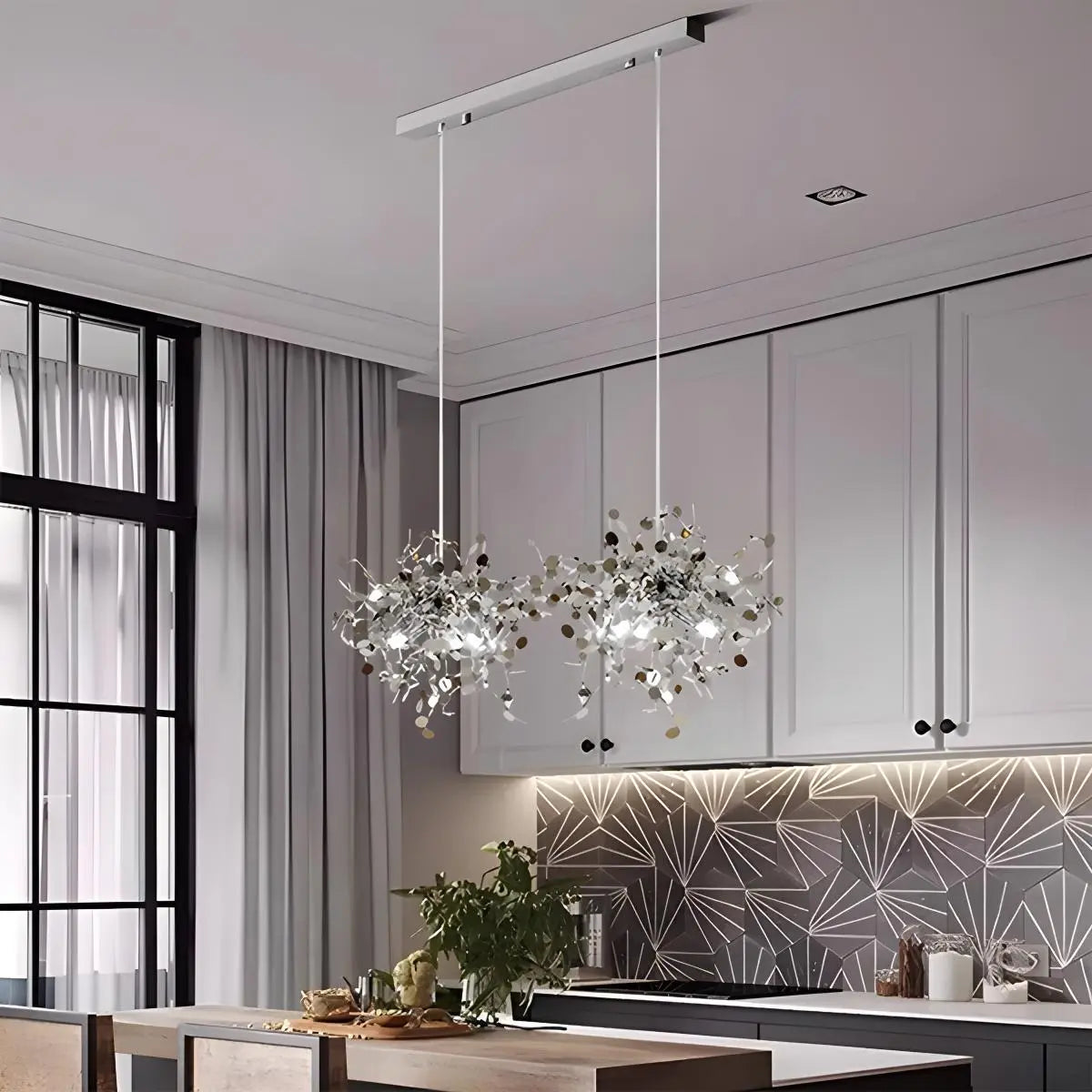 Antizer Argent/Gold Cloud Multi Pendant Chandelier Silver Double