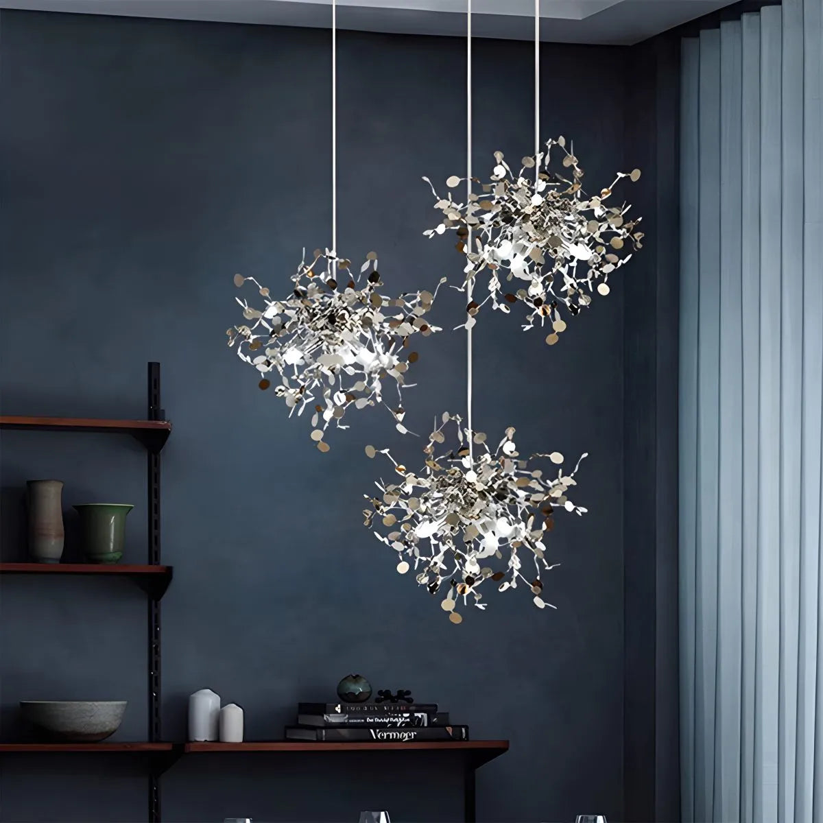 Antizer Argent/Gold Cloud Multi Pendant Chandelier Silver