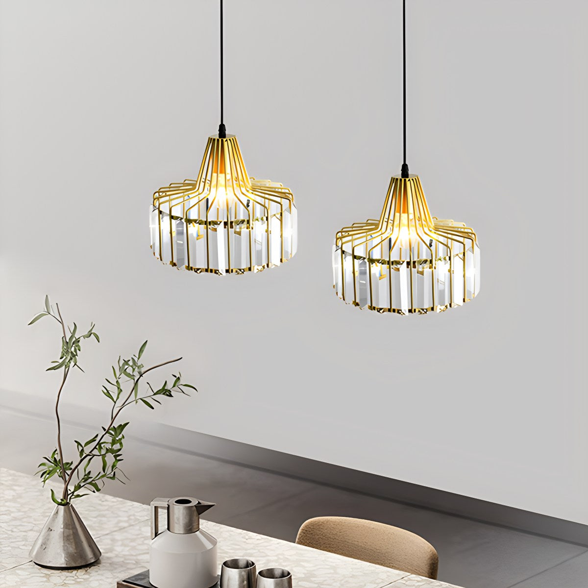 Antizer Modern Iron Art Glass Pendant Lamp for Kitchen