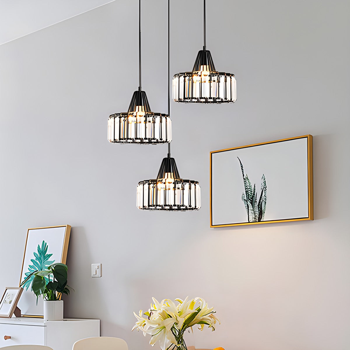 Antizer Modern Iron Art Glass Pendant Lamp for Kitchen