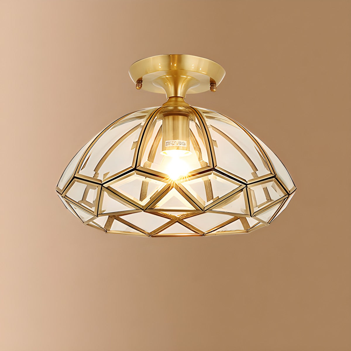 Antizer European Style Copper Glass Ceiling Lamp-C Style A Warm Light