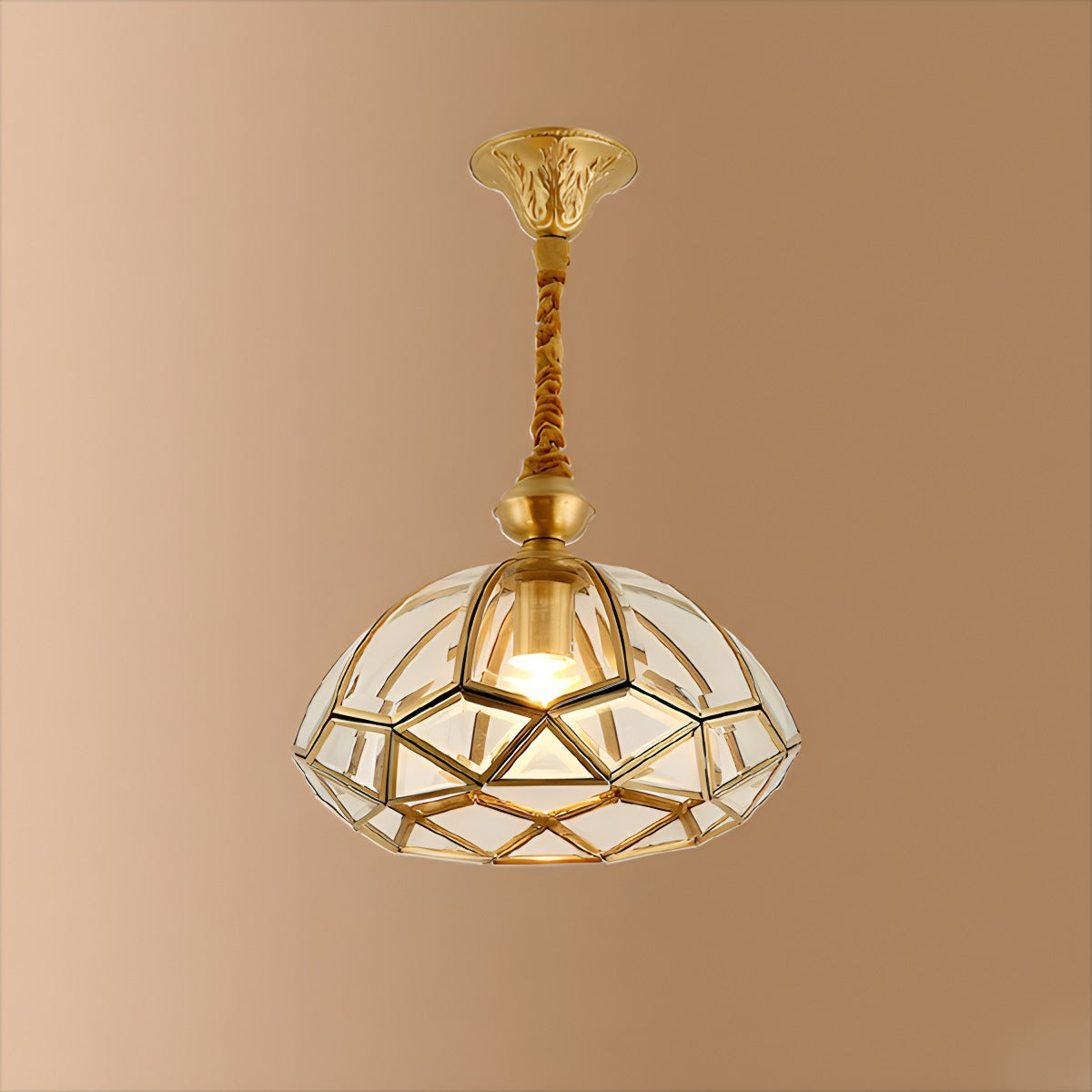 Antizer European Style Copper Glass Ceiling Lamp-C Style B Warm Light