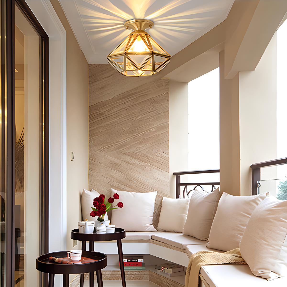 Antizer European Style Copper Glass Ceiling Lamp-A