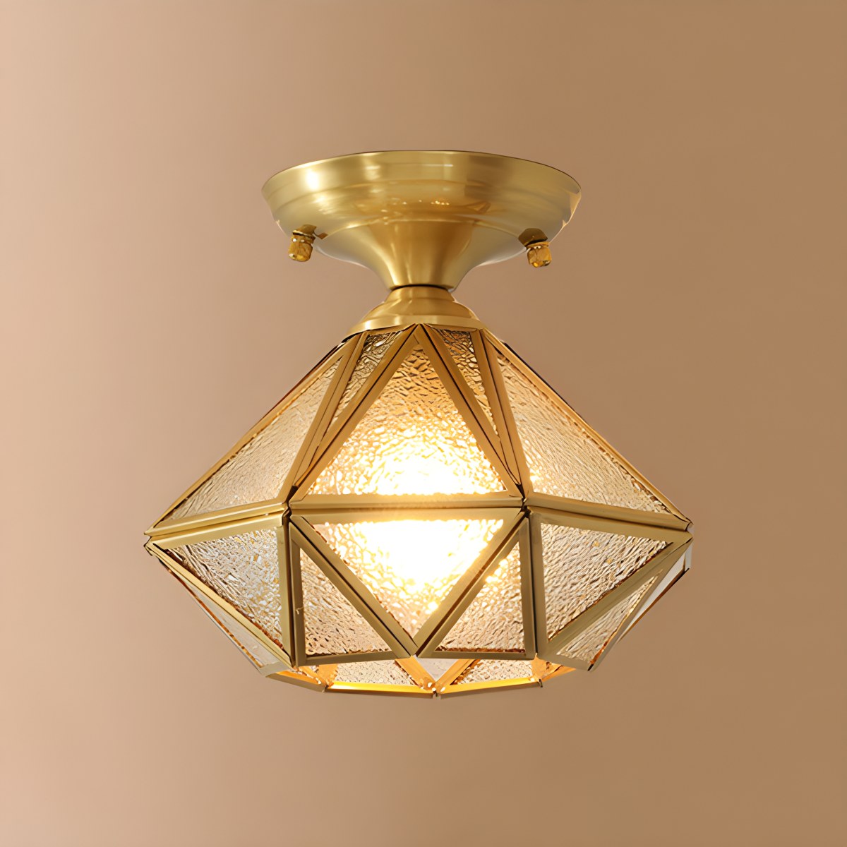 Antizer European Style Copper Glass Ceiling Lamp-A Style B Warm Light