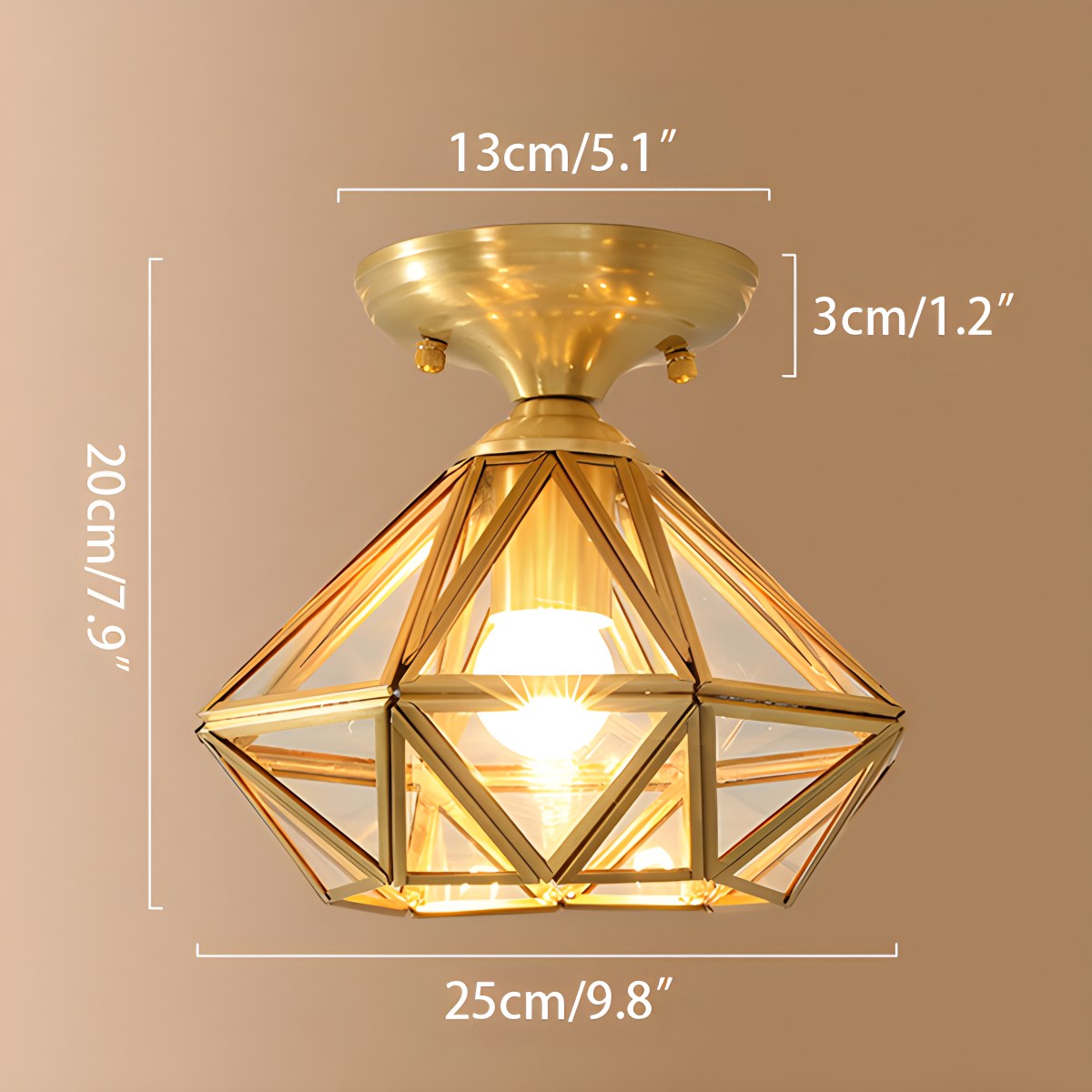 Antizer European Style Copper Glass Ceiling Lamp-A