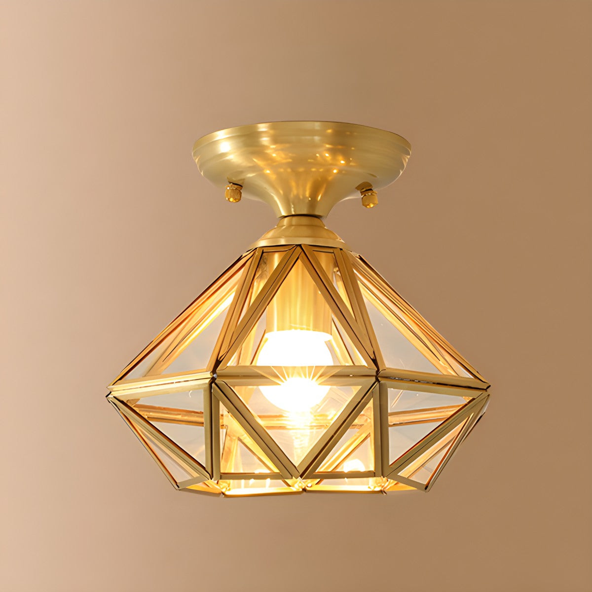 Antizer European Style Copper Glass Ceiling Lamp-A Style A Warm Light