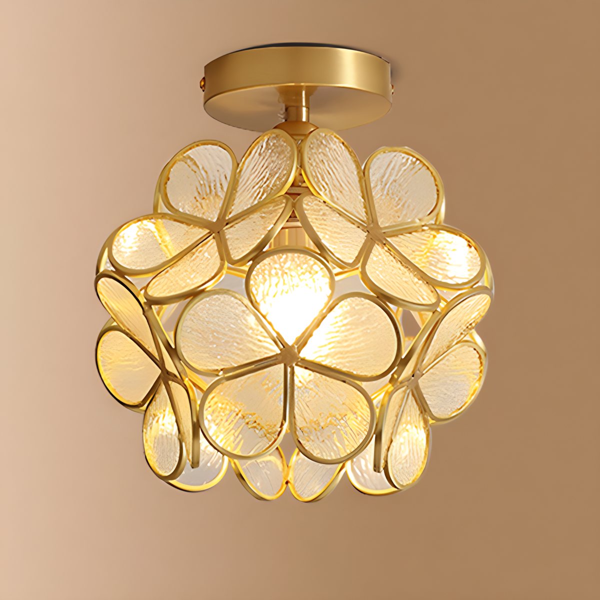 Antizer European Style Copper Glass Ceiling Lamp-E Style A Warm Light