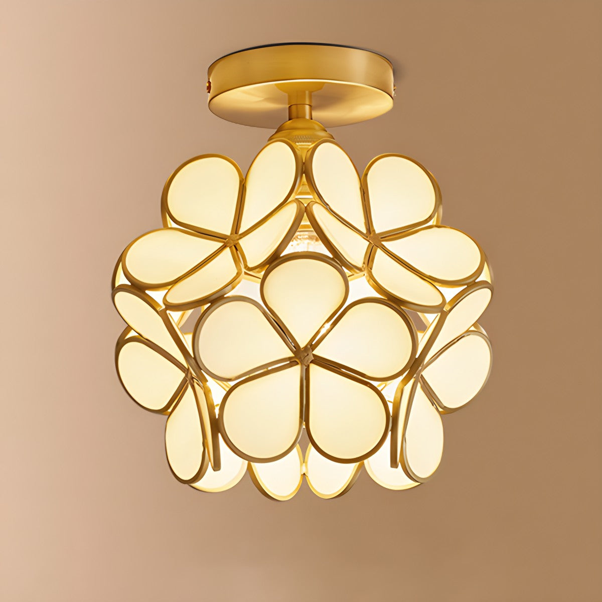 Antizer European Style Copper Glass Ceiling Lamp-E Style B Warm Light