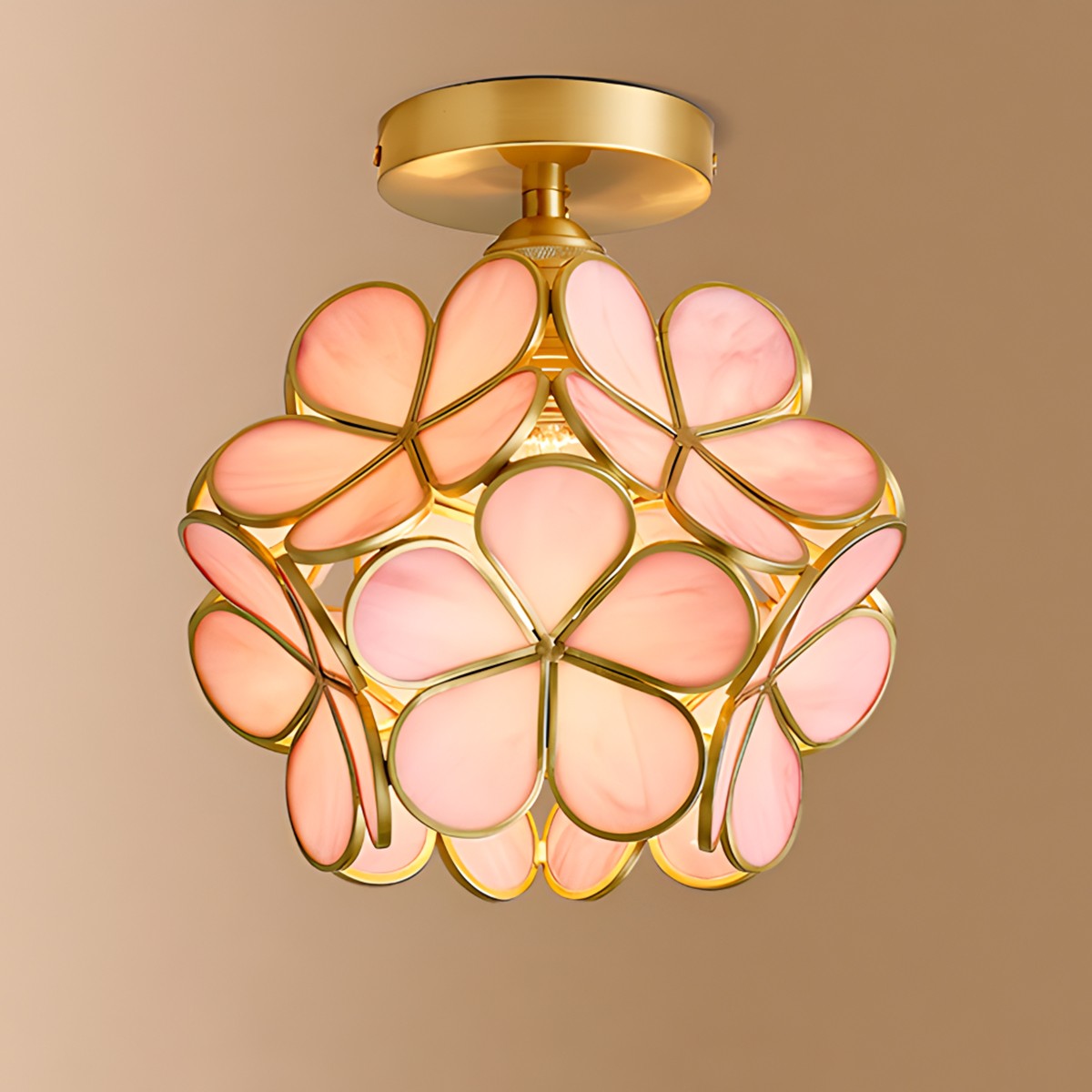 Antizer European Style Copper Glass Ceiling Lamp-E Style C Warm Light