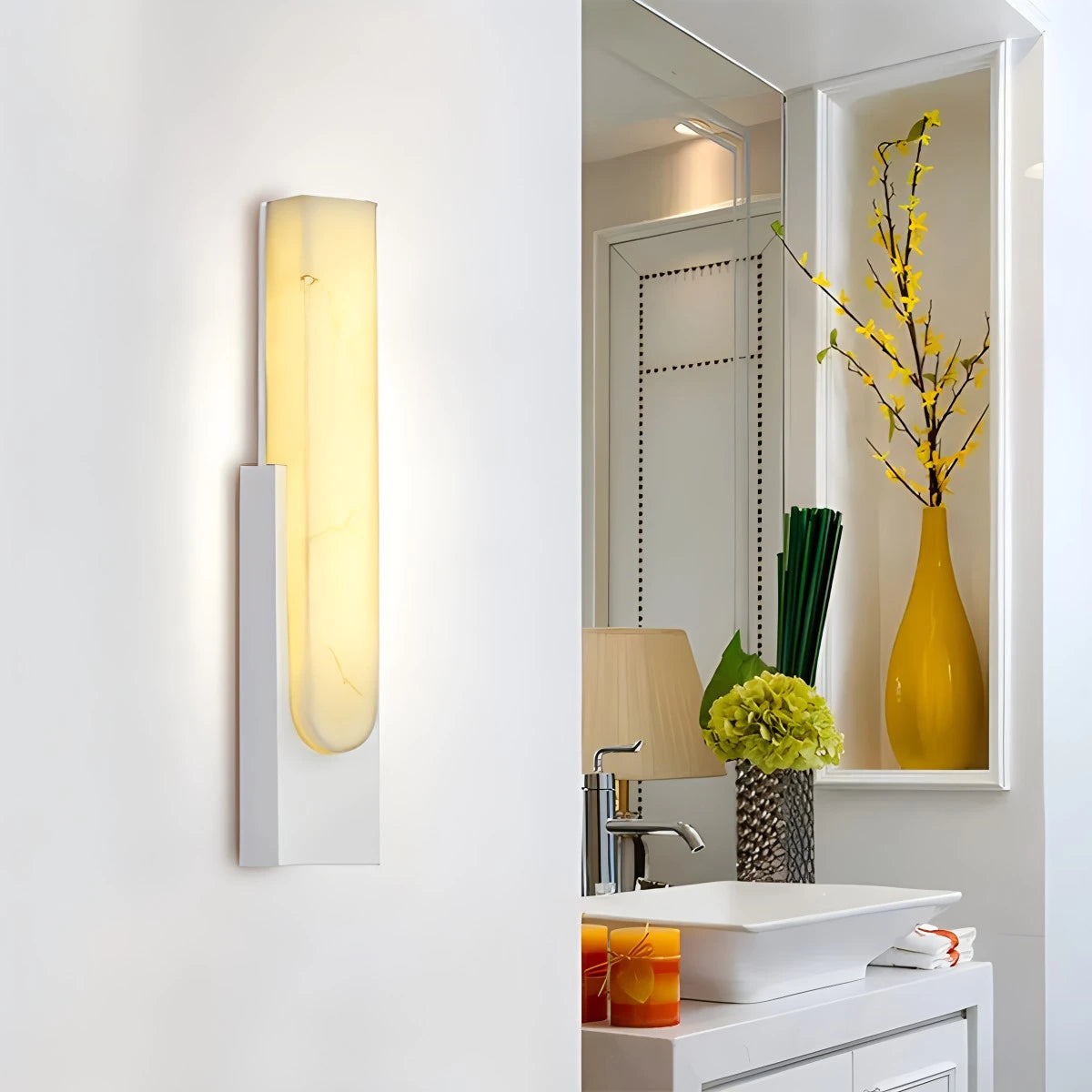 Antizer Chinese Style Alabaster Wall Lamp for Bedroom