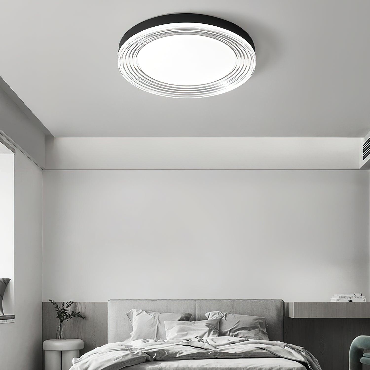 Antizer Circular Acrylic Ceiling Light for Bedroom Black & White 50cm x H5cm / ∅19.7″ x H2″ Three-Color Changing Light