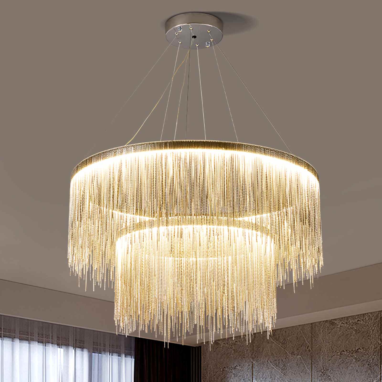 Antizer Modern Art Decor Tassel Chandelier
