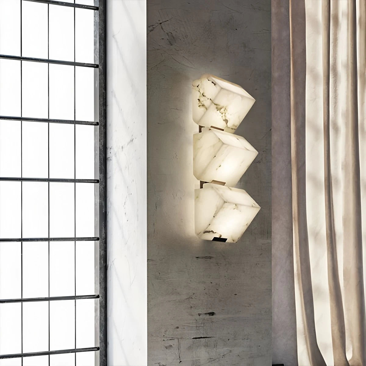 Antizer Triple Sloping Block Spanish Alabaster Wall Sconce