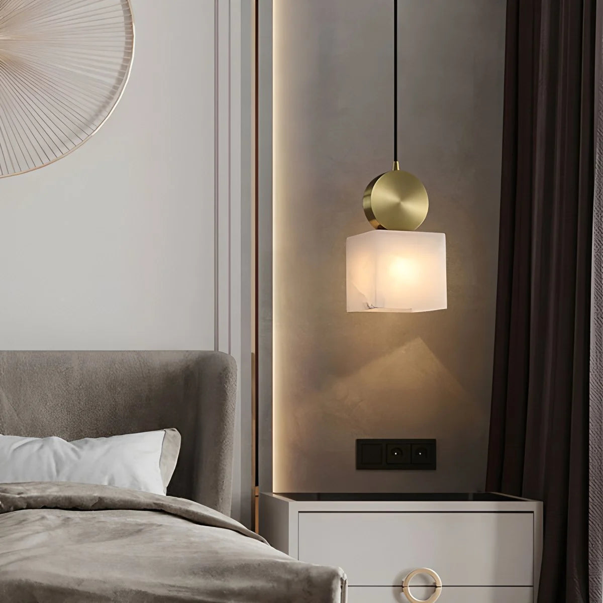 Antizer All Copper Geometric Spanish Alabaster Pendant Light