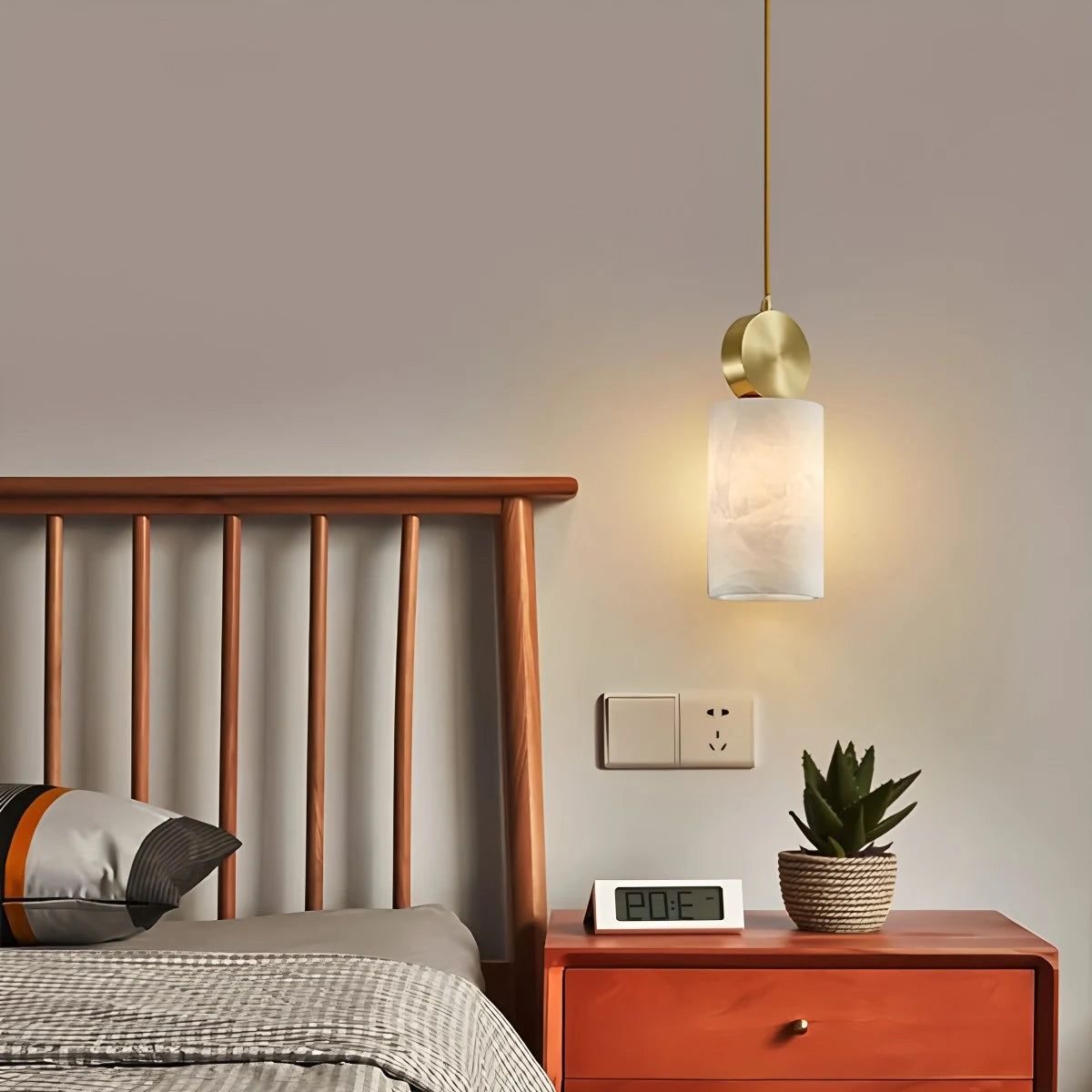 Antizer All Copper Geometric Spanish Alabaster Pendant Light
