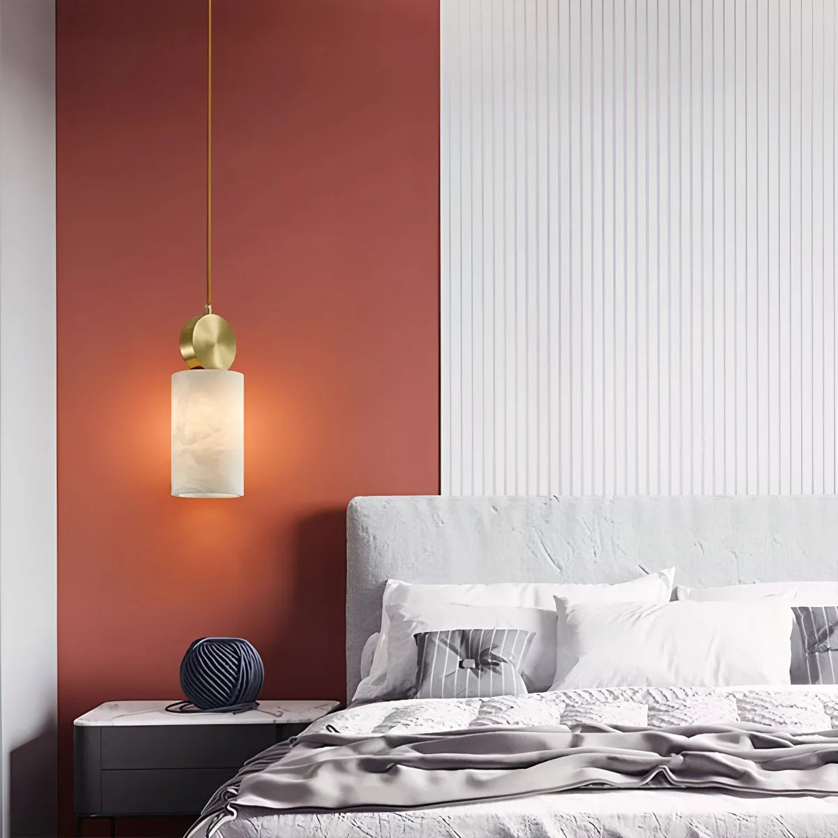 Antizer All Copper Geometric Spanish Alabaster Pendant Light