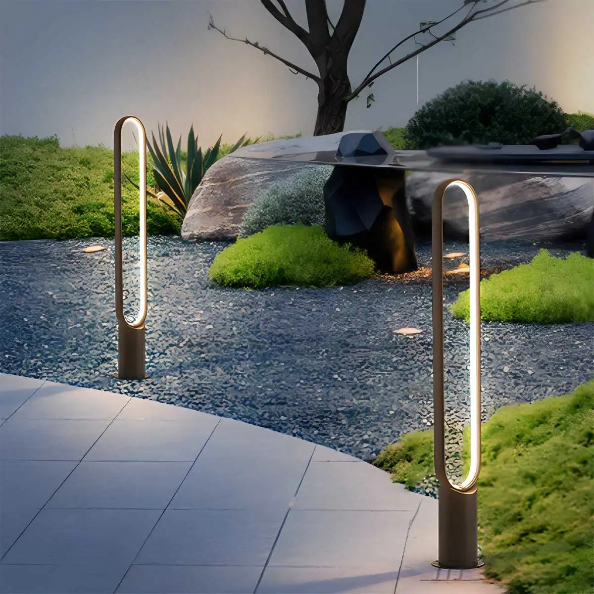 Antizer Outdoor Black Oval LED Lawn Light