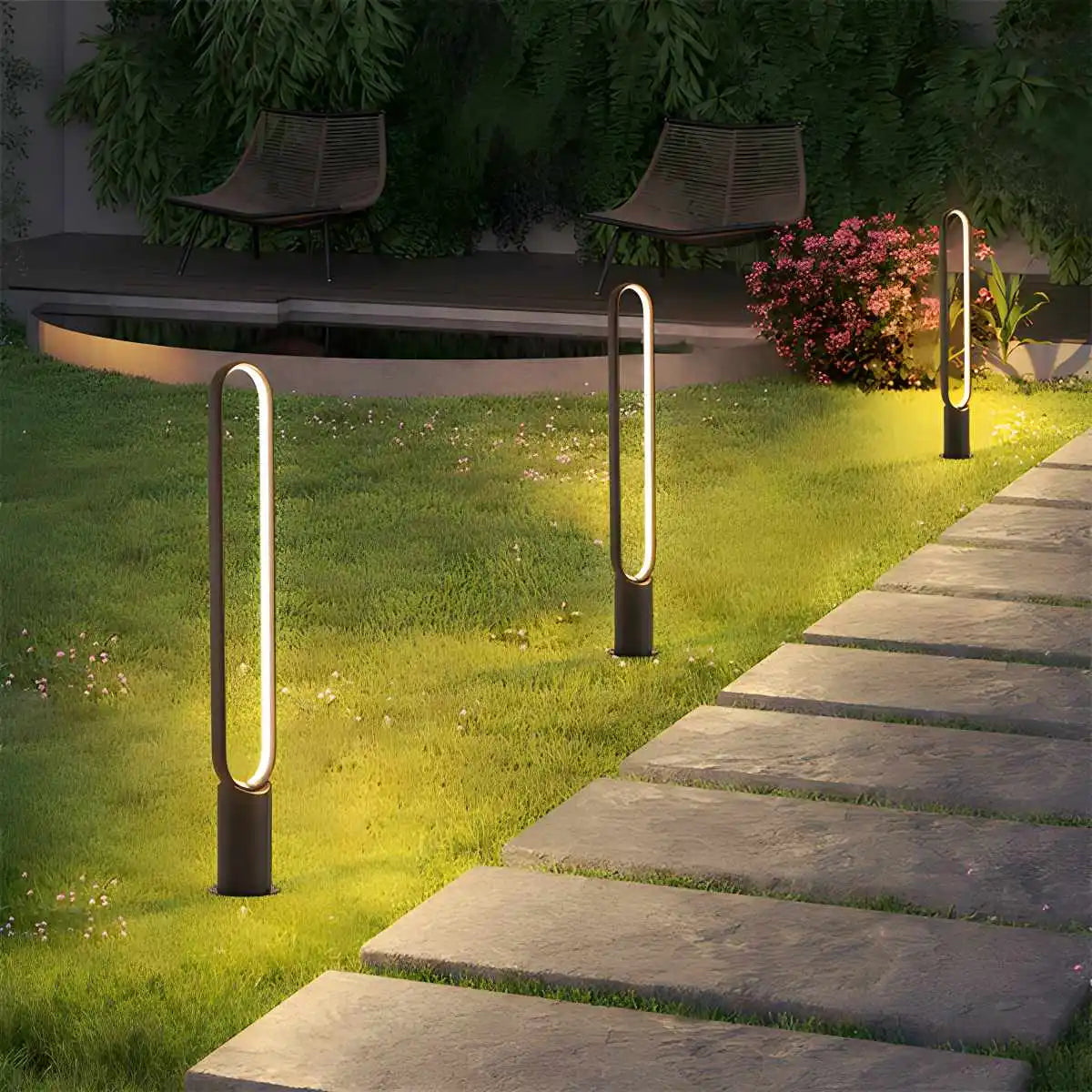Antizer Outdoor Black Oval LED Lawn Light