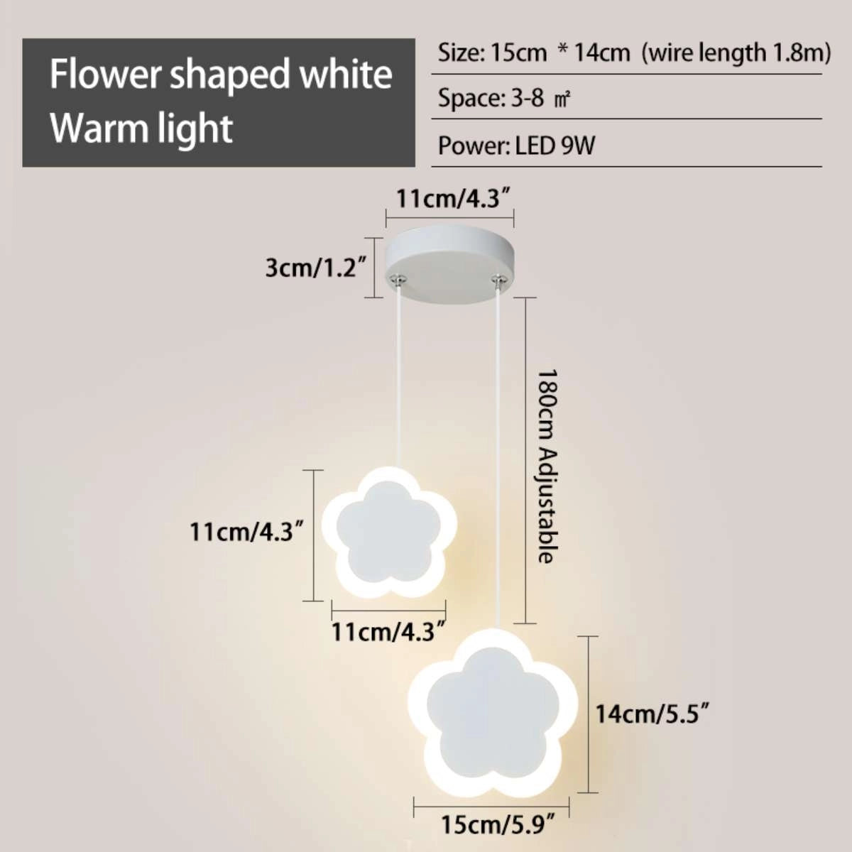 Antizer Modern Simple Ceiling Pendant Light Flower Shaped Warm Light