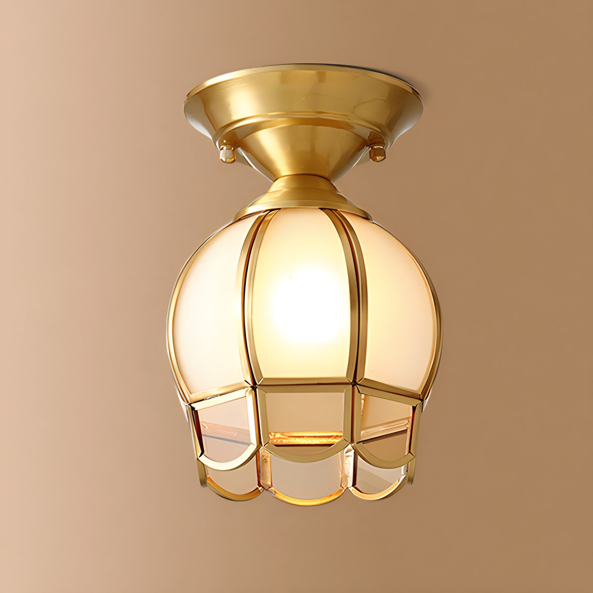 Antizer European Style Copper Glass Ceiling Lamp-F Style A Warm Light