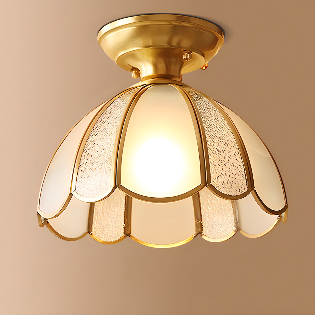 Antizer European Style Copper Glass Ceiling Lamp-F Style C Warm Light