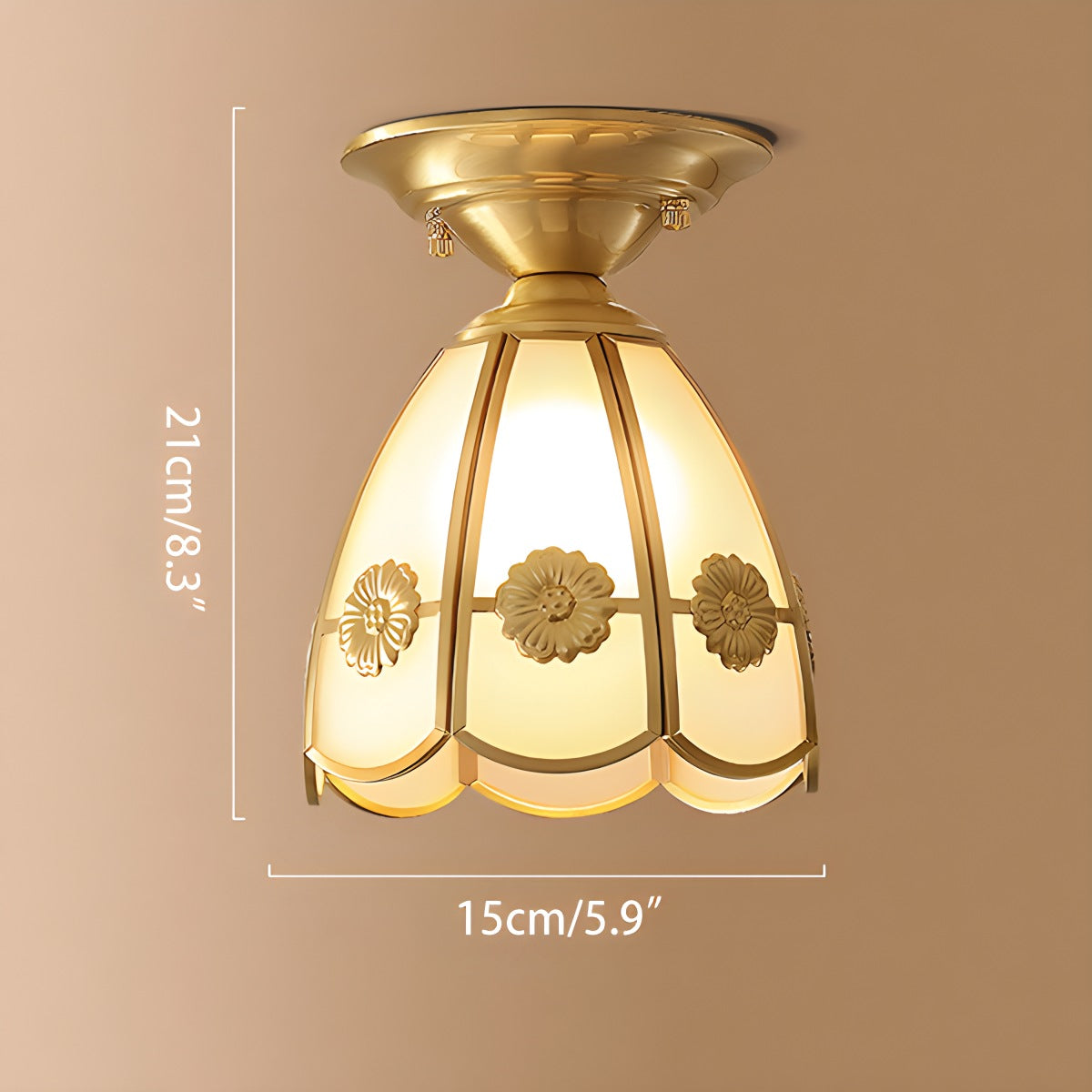 Antizer European Style Copper Glass Ceiling Lamp-F