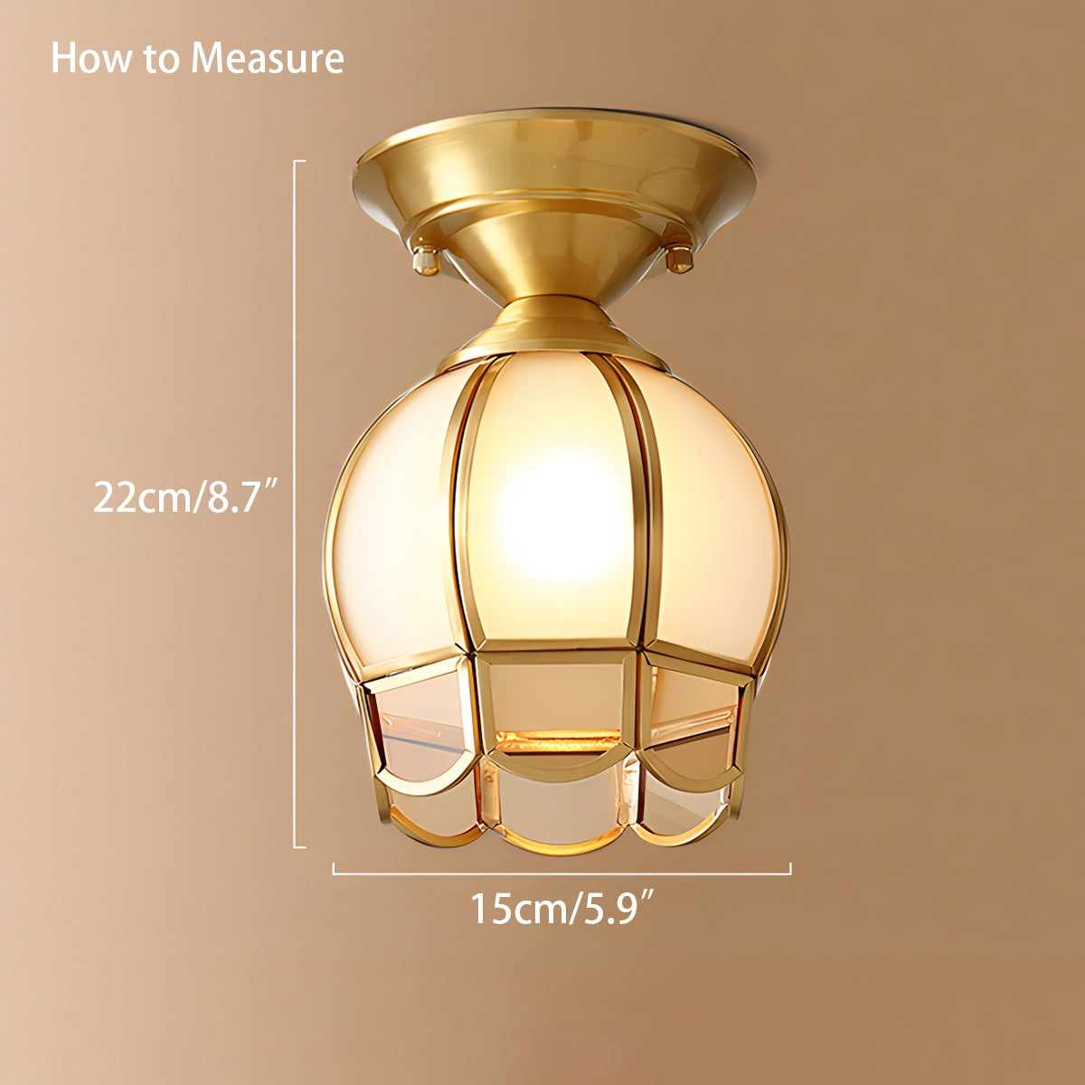 Antizer European Style Copper Glass Ceiling Lamp-F