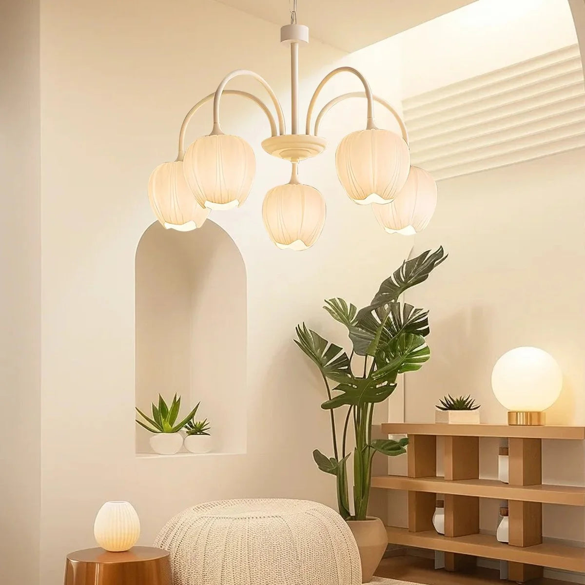 glass tulip chandelier for living room