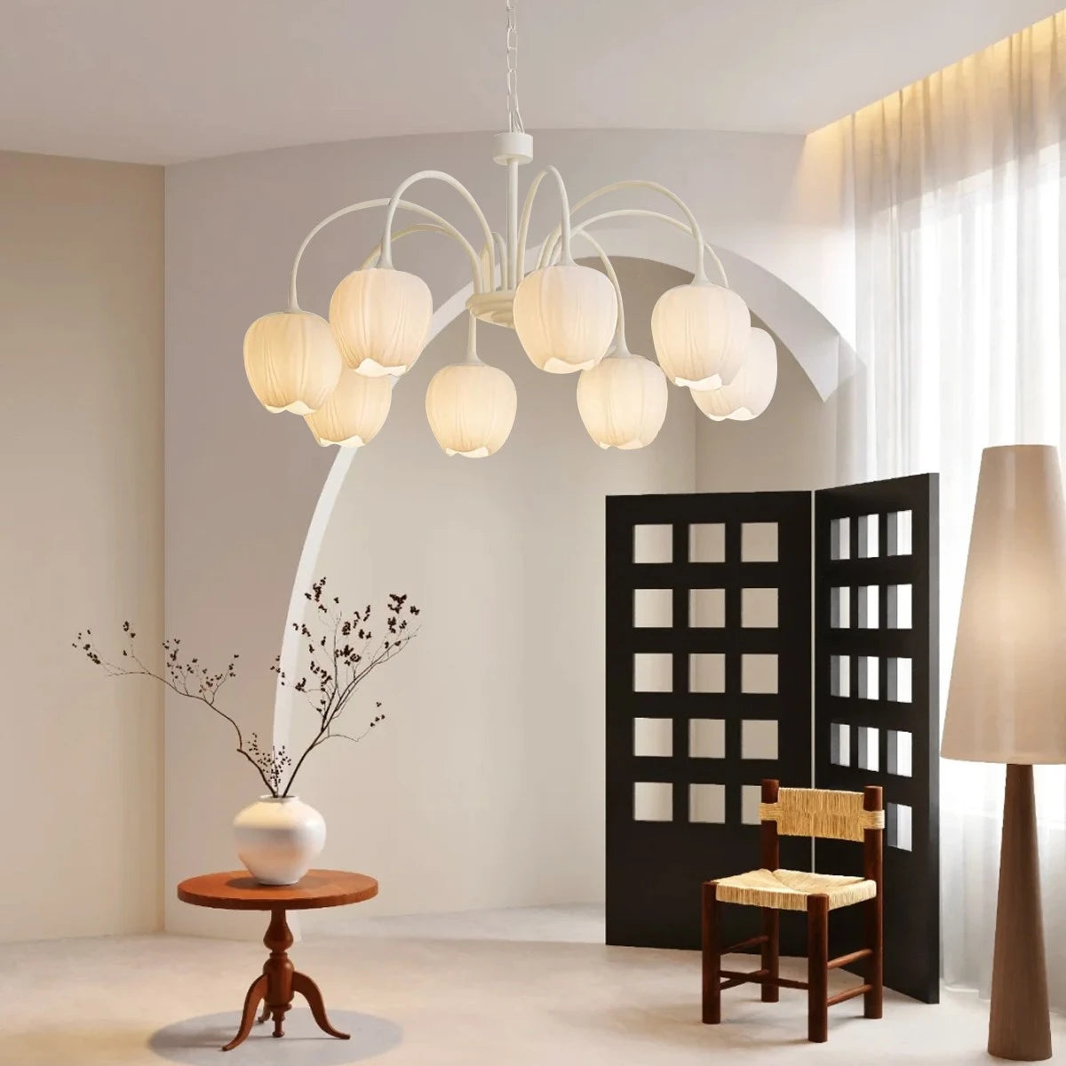 glass tulip chandelier for living room