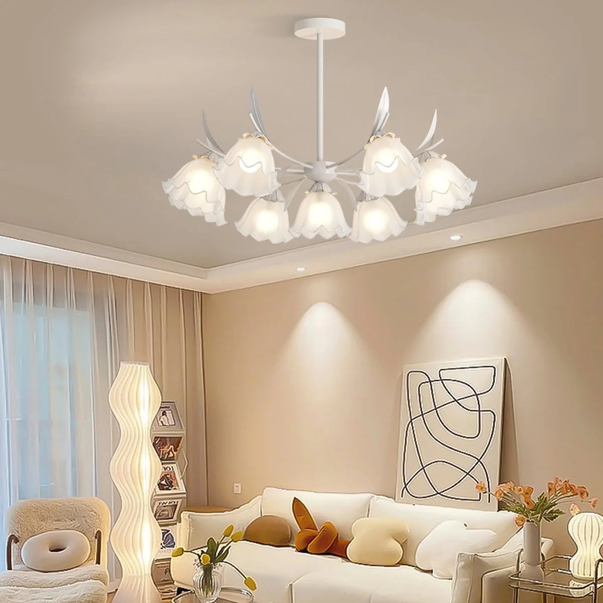Antizer French Vintage Lily of the Valley Flower Chandelier
