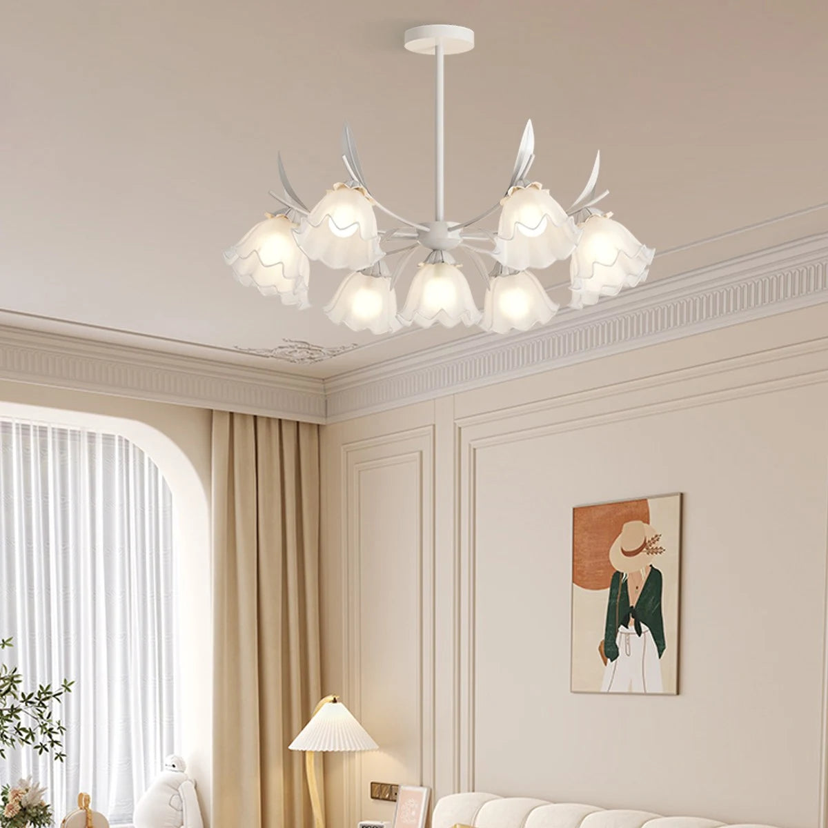Antizer French Vintage Lily of the Valley Flower Chandelier