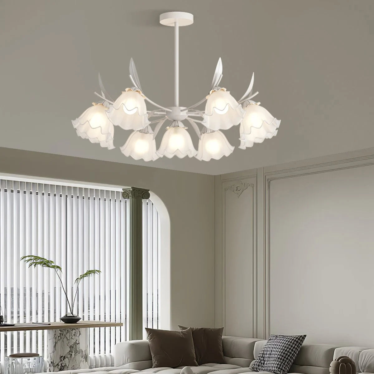 Antizer French Vintage Lily of the Valley Flower Chandelier