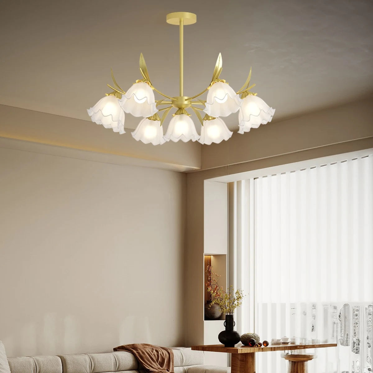 Antizer French Vintage Lily of the Valley Flower Chandelier